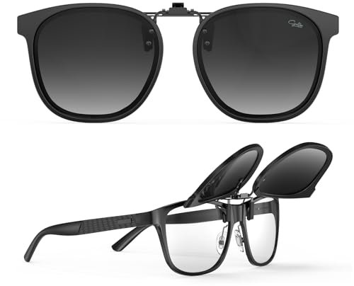 Goiteia Übergroße Sonnenbrille zum Anklippen über verschreibungspflichtigen Brillen, modisches gerahmtes Design zum diskreten Verbergen Ihrer Brille, einfach an- und auszuziehen, einhändig