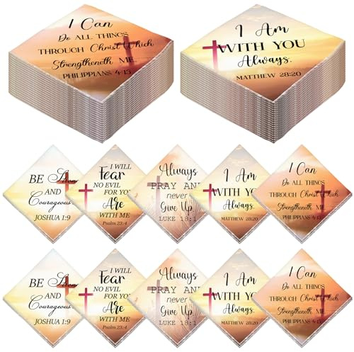 SmoothNovelty Christian Men Handkerchief Bulk Bible Verse Gift Church Religious Inspirational Quote for Him Father Day Gift(50 Pcs)