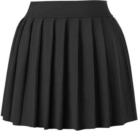 COOUFE Women Sexy Pleated Mini Skirts Ruffle Club Y2k Role Play A-line Skater Skirt Casual Stretchy Uniform for Girls Black S