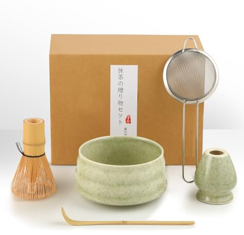 Matcha Set - Matcha Tea Set 5 Piece Matcha Besen Set - Matcha Set für Einsteiger - Stylisches Matchas Set Matcha-Besen,Matcha Filtersieb,Matcha-Schale, Chasen und Matcha Löffel