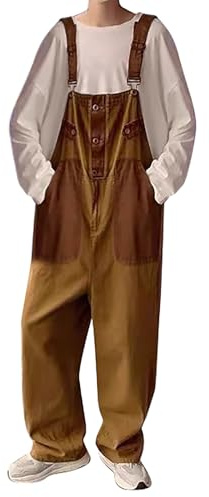 Salopette de travail pour homme avec bretelles réglables et poches, marron, XL