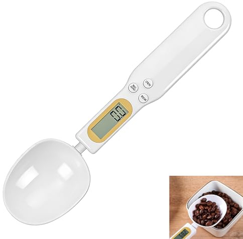 Cucchiaio Bilancia Digitale, Cucchiaio Dosatore 0,1 g a 500 g di Precisione con Display LCD, Funzione Tare y Hold, Cucchiaio Dosatore Grammo Rimovibile per Spezie Caffè Pasticceria Nutrizione Cucina