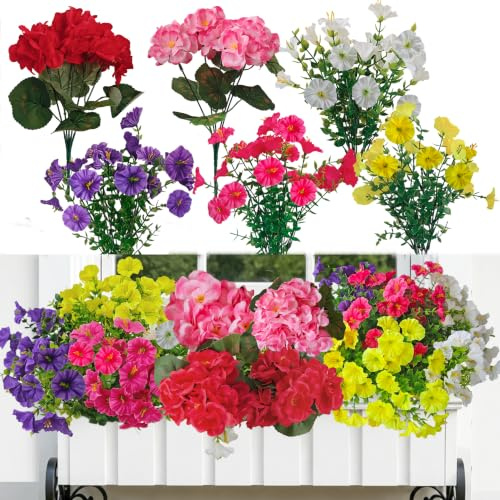 12 Bündel Kunstblumen wie Echt Künstliche Seidenblumen Balkonpflanzen