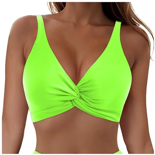 Parte Superior De Bikini para Mujer Top De Bikini Mujer Push Up Cuello En V con Lazo Al Cuello Top Traje Baño Clásico Colores Alta Traje Baño Relleno Ropa Playa Dos Piezas Sexy Bañador Natacion