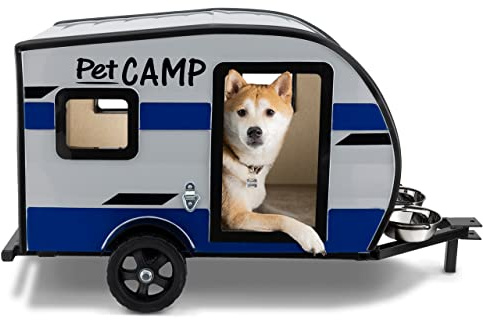RecPro RV Dog House | Camper Trailer for Pets | Water & Feeding Bowls | for Small & Medium Dogs