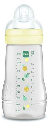 MAM Biberón, 2-4 Meses, 270ml, con Tetina 2 de Flujo Medio de Silicona de Fácil Aceptación, Fácil de Sostener, Fácil de Limpiar, MAM Easy Active, Neutro Brillante, Pack de 1ud