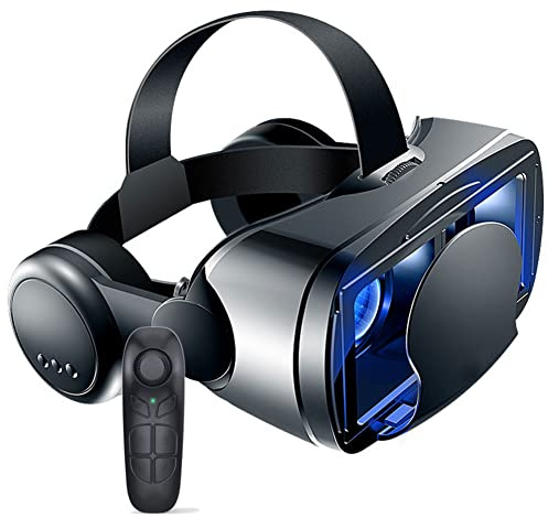 Casque de réalité virtuelle avec lunettes 3D VR avec télécommande pour films 3D & jeux VR Système de soins oculaires réglable pour les élèves Anti-Bluelight pour smartphones IOS & Android (Noir) (B)