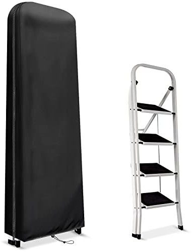 Folding Ladder Cover (not Include Ladder), Ladder Protective Case with Zipper Waterproof Dustproof Breathable, 420D Oxford Cloth,dust-proofwater,Anti-UV (50 * 174 * 6.5 cm,Black)