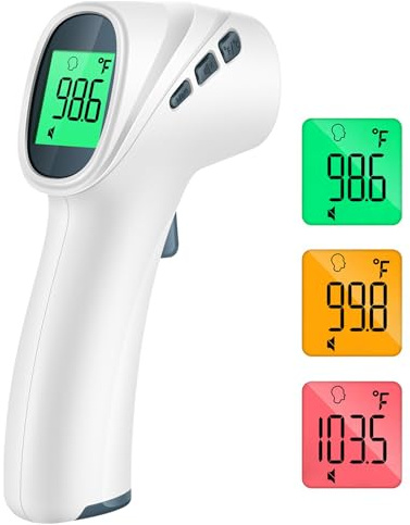 Touchless Thermometer for Adults, Digital Infrared Thermometer Gun with Fever Alarm, Forehead and Object 2 in 1 Mode, Fast Accurate Results (Gray)