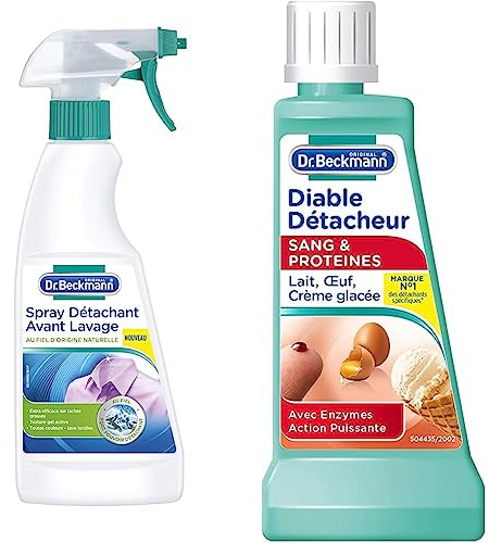 Dr Beckmann Spray Détachant au Fiel 500 ml - Lot de 2 & Set de 3 Diable Détacheur Sang & Protéines 50 ml 3 Unités