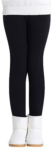 Adorel Girls Thermal Winter Leggings Fleece Lined Warm Cotton Trousers Black 10-11 Years (Manufacturer Size: 160)