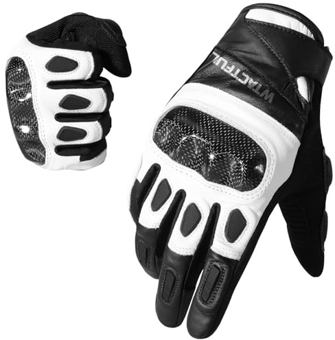 WTACTFUL Motorcykelhandskar herr, läder motorcykelhandskar sommar pekskärm andas för motorcykel, moped, motorcykel, mountainbike svart M | getläder, andningsbar mikrofiber, kolledskydd, Air-mesh ventilation, halkfritt handtag, för motorcykel
