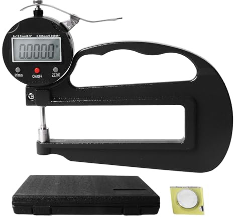 Medidor de Espesor Digital, Micr¨®metro Electr¨®nico, Aleaci¨®n de Aluminio, Resoluci¨®n 0,001 mm, Rango 12,7 mm, Pantalla Digital, Port¨¢til