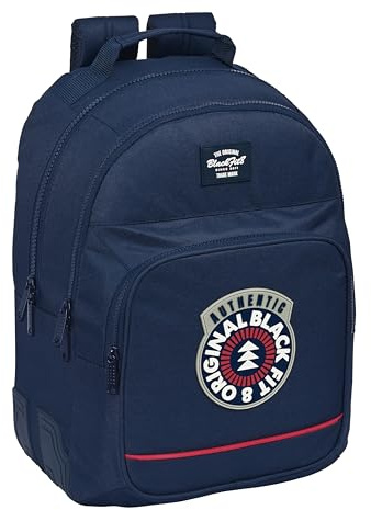 BlackFit8 AUTHENTIC - Mochila Doble Adaptable Carro, Tejido Reciclable, Ideal para Niños de Diferentes Edades, Cómoda y Versátil, Calidad y Resistencia, 32x15x42 cm, Color Azul Marino