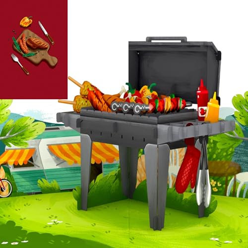 Handgefertigte 3D Pop-Up Grill-Grußkarte – Originelle BBQ-Klappkarte zum Geburtstag, Vatertag & für alle Grillfans, Männer und Barbecue-Liebhaber
