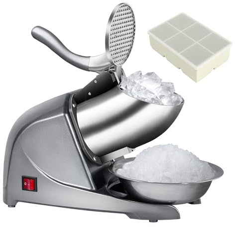 INSELY Elektrisk ismaskin för att förhindra vattenstänk, 4-arkmaskin, 200lb/h ishackare för hem och kommersiellt bruk (silver)