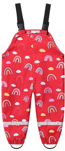 HIKIDS Pantaloni Impermeabili per Bimba Bimbo Unisex Pantaloni da Pioggia Antivento e Impermeabili Arcobaleno Animale da Esterno per Ragazzi e Ragazze 2 Anni