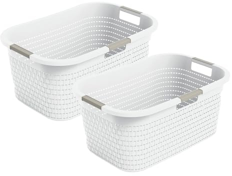 Rotho Country 2er-Set Wäschekorb 40l, Kunststoff (PP) BPA-frei, 40l (58.0 x 38.9 x 25.1 cm)