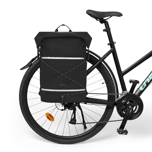 Johnny Urban Dry Bag Fahrradtaschen für Gepäckträger Schwarz - Myles Bike - Wasserdichte Tasche für Fahrrad - 3 in 1 Drybag, Rucksack und Gepäckträgertasche - 34L