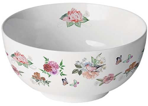Ambiente Bol en porcelaine avec motif floral, environ 14 cm de diamètre, 0,4 l, blanc floral Charlotte