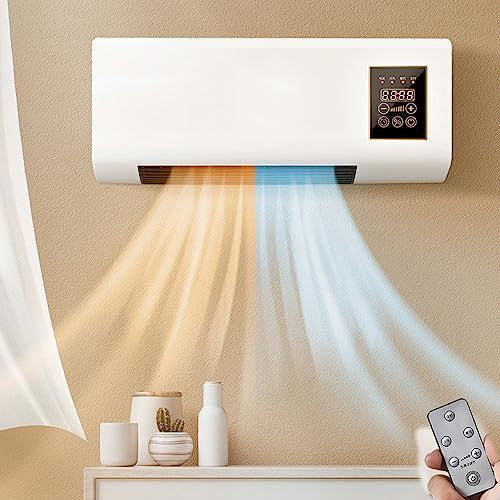 Aire acondicionado montado en la pared con mando a distancia - Mini unidad de CA portátil para dormitorio, sala de estar, oficina - diseño compacto (L55* B24* H12cm), control remoto incluido