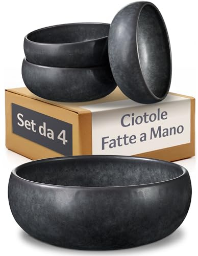 Cosumy Set de 4 Bols 750 ml – Assiette Creuse Artisanale Blanche – Bol Élégant pour Soupes, Salades & Petit Dejeuner – Set de Vaisselle Moderne – Bols en Céramique Durables pour 4 Personnes