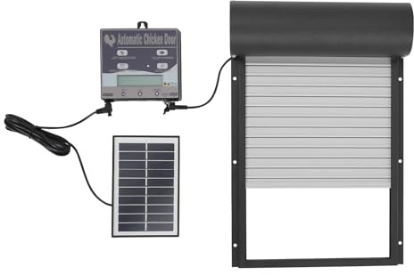 DSYOGX Porte de poulailler solaire, automatique, solaire, porte de poulailler à énergie solaire avec télécommande, 4 modes de fonctionnement (mode minuterie, mode capteur de lumière, télécommande et