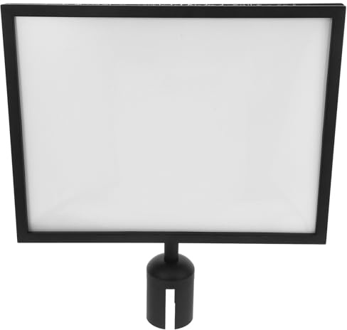 Hemobllo Retractable Belt Stanchion Sign Frame with Portrait A3 Black Cover, Commercial Top Sign Holder for Crowd Control Queue Barrier in Airports and Public Spaces