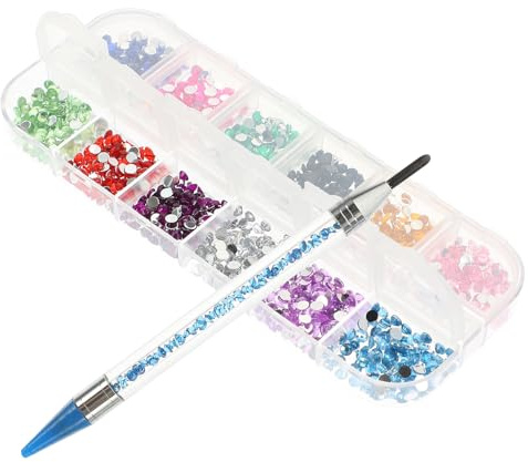 VALICLUD Stylo à Dessin Diamant avec Boîte de Cristaux Multifonction en Plastique et Métal pour Décoration d'Ongles et Accessoires DIY pour Personnalisation de Coque de Téléphone
