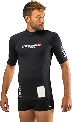 CRESSI Dive Center Man Rash Guard Short/SL - Protective Kurzarm Schwarz Rash Guard für SUP und Wassersport,M/3 (50), Herren