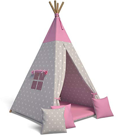 La mejor tienda de campaña india para niños – Tipi tienda de campaña con cojín suave | Tienda de campaña duradera para interior y exterior | Tienda Tippi adecuada para niños para habitaciones
