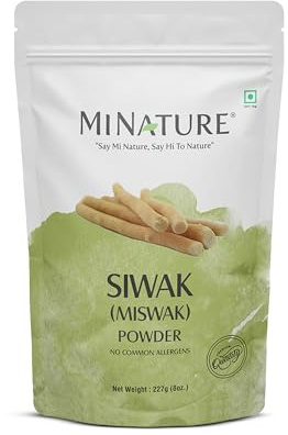 Mi Nature Miswak (Siwak) Powder| salvarado persica| 227g(8 oz) (0.5 lb) | 100% Pure & Natural Toothpaste | Whitening Teeth | Traditional Oral Care from India