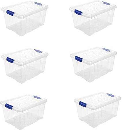 Tradineur – Pack de 6 Cajas de Almacenamiento – Fabricado en plástico – Contenedor para almacenar Juguetes, Libros, Ropa, Mantas – N.º 1 – 21,5 x 39 x 29 cm – 16 L