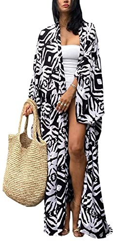 YOUKD Maillot De Bain De Plage Long Caftan Bohème Cardigan Femme Couvrir Robe Grande Taille