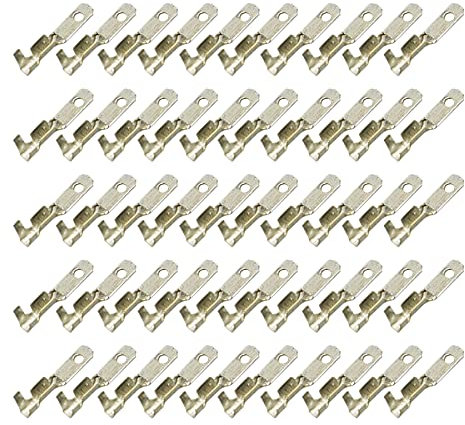 50 Flachstecker 2,8x0,5 Kabelschuh z.B. Fahrradkabel 0,30²-0,60² Rastloch