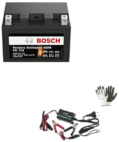 Passend für Honda 1100 VT Shadow 1998 A 2000 Batterie Bosch TTZ14S-BS 12V 11Ah komplett fertig + Ladungswartung 6/12 V-0,75-1,25 Ah