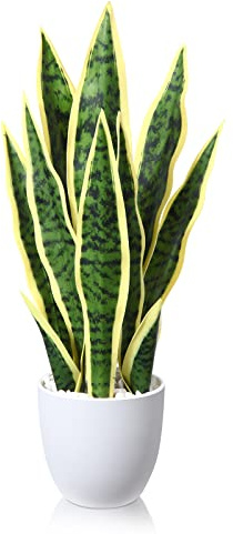 SOGUYI Plantas Artificiales Decorativas 40cm Sansevieria Decoración de Plantas Artificiales, Adecuada para la Decoración Moderna de la Oficina de la Sala de Estar del Hogar(1 Piezas)