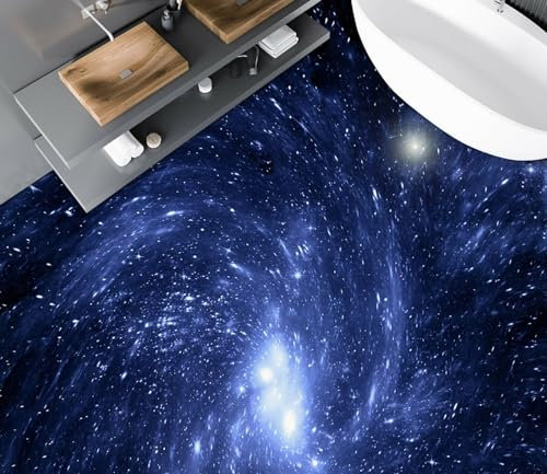Boden Wandaufkleber Abnehmbare Wandtattoos 3D-Bodentapeten mit blauem Stern, 430 x 300 cm Bodenfliesen Aufkleber Wohnzimmer Studie Bodenbelag Tapete, Epoxidharz