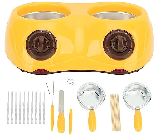 Olla eléctrica para derretir chocolate con diseño de doble cacerola, dos ajustes de temperatura, mini dispositivo de cocina portátil para fondue de chocolate y más (amarillo)