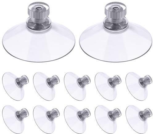 Flintronic ventouse a visser, 12 Pièces 41mm Ventouses Transparentes avec Filetage, Extra Fortes PVC Plastique Suspension Rideau Isolant Ventouse pour Camping Car, Fenêtre, Salle de Bain, Van