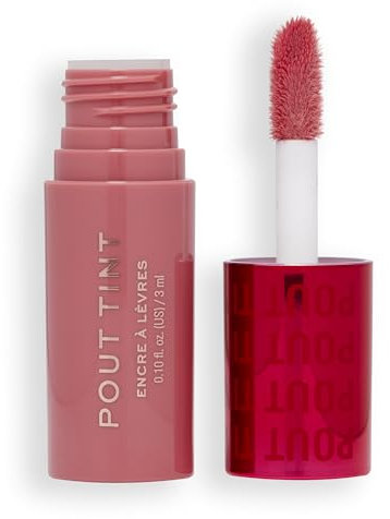 Makeup Revolution, Tinte Labial Pout, Tinte Labial Ligero, Color Construible, Fórmula Hidratante con Acabado de Brillo a Mancha, Sweet Pink, 3ml