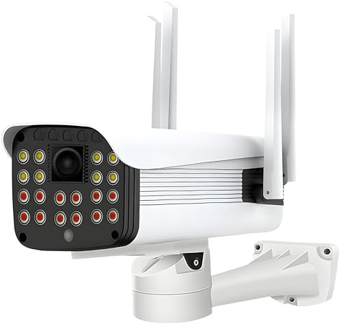 Retoo Övervakningskamera med mörkerseende, app utomhus, 1080P med 2 Mpx och räckvidd upp till 30 m kamera med WiFi 2,4 GHz och full HD-upplösning, utomhuskamera vit