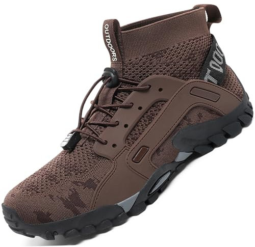 VTASQ Herren Damen Wanderschuhe Anti-Rutsch Wanderstiefel Trekkingschuhe Leicht Atmungsaktiv Outdoorschuhe Männer Sportschuhe Kletterschuhe Trail Running Traillaufschuhe Unisex Braun 44 EU