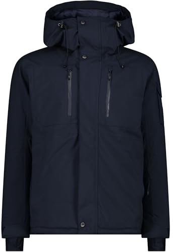CMP - Giacca sci da uomo con cappuccio fisso, Black Blue, 52
