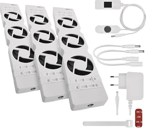 EMOS Duo P56PR2 Uppvärmning spara energi och uppvärmningskostnader, startset Trio, 3 stycken värmefläktar inklusive temperatursensor med regulator, laddare och tillbehör, luftflöde 36 m3/h per fläkt,