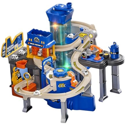 predolo Voiture de course pour enfants, garage de stationnement, jouet de voiture de course, véhicules de jeu pour enfants pour cadeau de vacances, Thème de La Police
