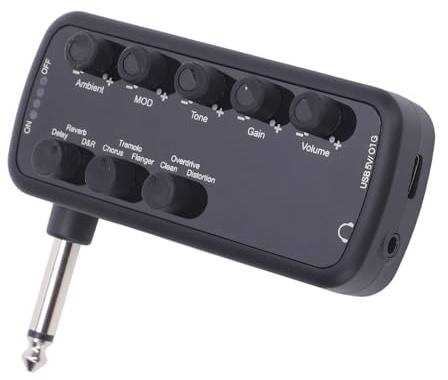 Gitarr Hörlurarförstärkare, Bärbar USB -uppladdningsbar Fickbassbrasförstärkare för Elgitarr