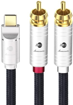 JIB Ljudfil USB C till RCA-ljudkabel, typ C till 2 RCA-stereoadapterkabel kompatibel med HUAWEI P30 50 60 Iphone 15/16 iPad Pro, MacBook, PS5, hemmabioförstärkare, DVD-TV-högtalare 1,5 m