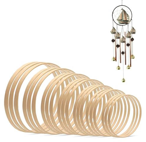 Lot de 21 Attrape Rêve, Cercle Attrape Rêve 7 Tailles 8/10/13/15/17/18/20cm Cercle Bois Floral Anneaux de Couronne de Bambou pour Décoration de Couronne de Noël, Couronne de Mariage, DIY