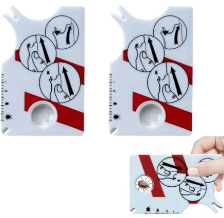WUSJCOF 2 carte per zecche con lente d'ingrandimento, strumento per la rimozione rapida e sicura delle zecche per umani, cani, gatti e animali domestici